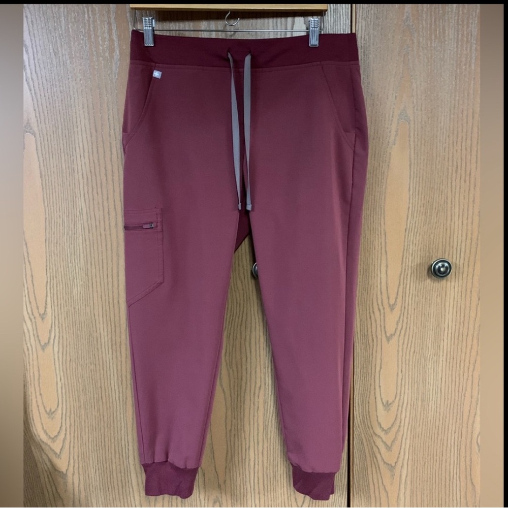 FIGS - Dark Cherry - Zamora Pants, Medium Petite